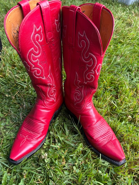 Lucchese Shoes - 1883 Lucchese Red Leather Cowboy Boots